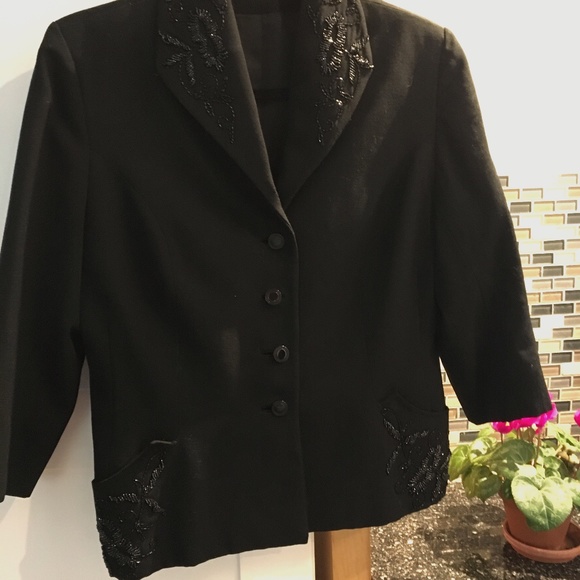Vintage  Style 1940 ´s - 3/4 length Jacket beaded lapel  & pockets - Picture 1 of 4